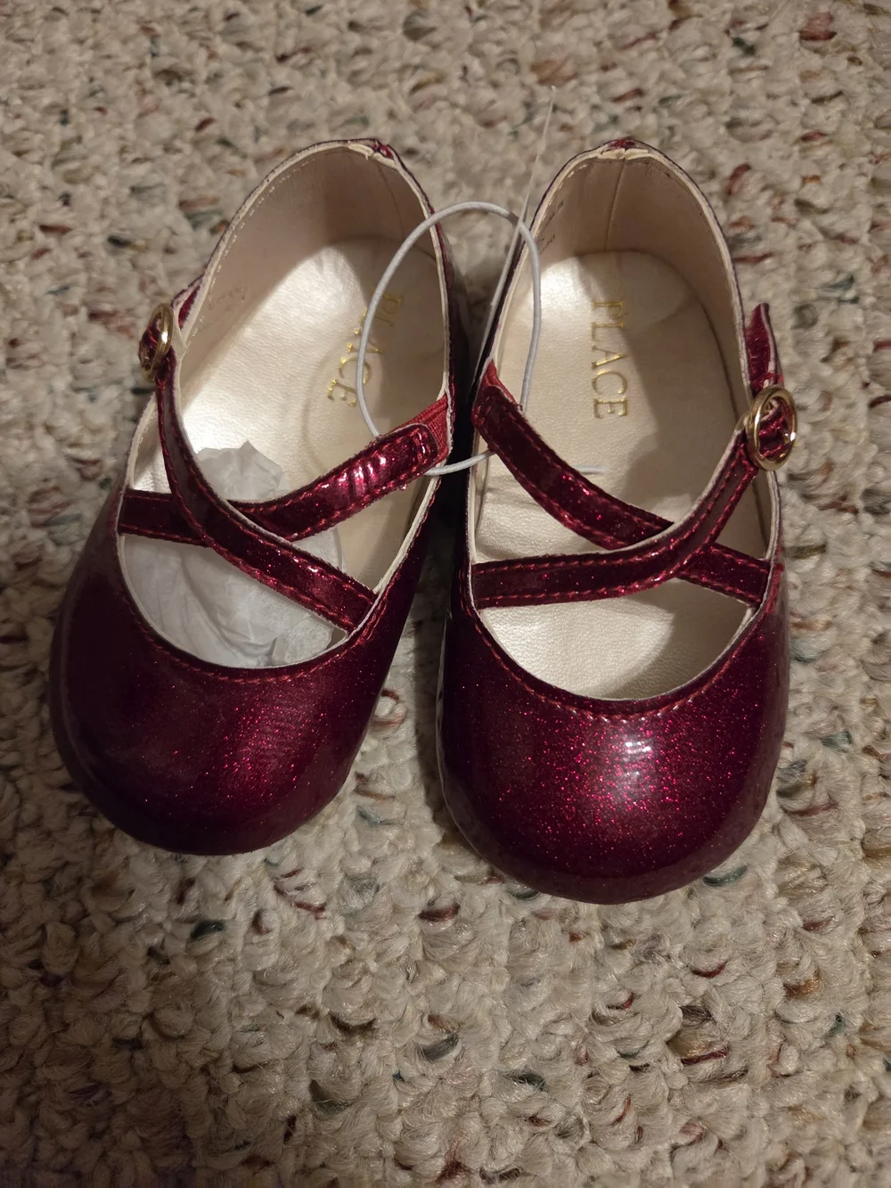 The Children's Place Girls' Glitter Mary Jane Shoes - Wine Red